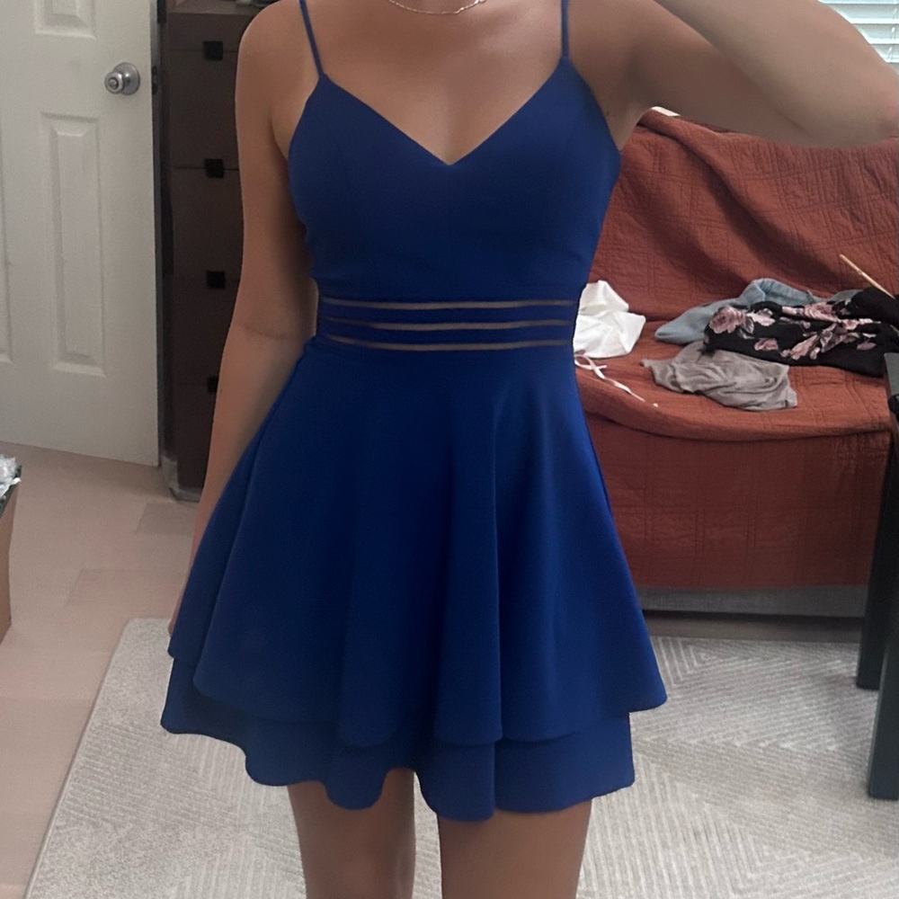 Blue Mini Dress with a Flattering A-line Fit Size 1 from Macy’s